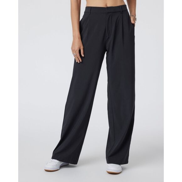 Vuori Pants - Vuori Women's Black Lightweight Pleated Front Villa Trouser Pants Size Large